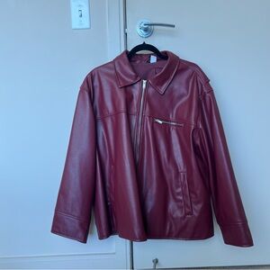 H&M Deep Red Faux Leather Jacket